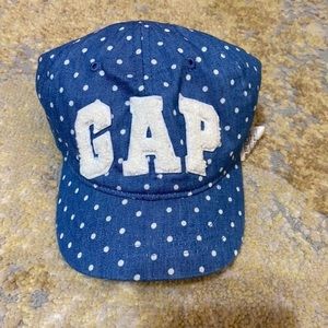 NWT Baby GAP hat w/ visor - denim & polka dots - size S/M Toddler - 12 M 2T 3T
